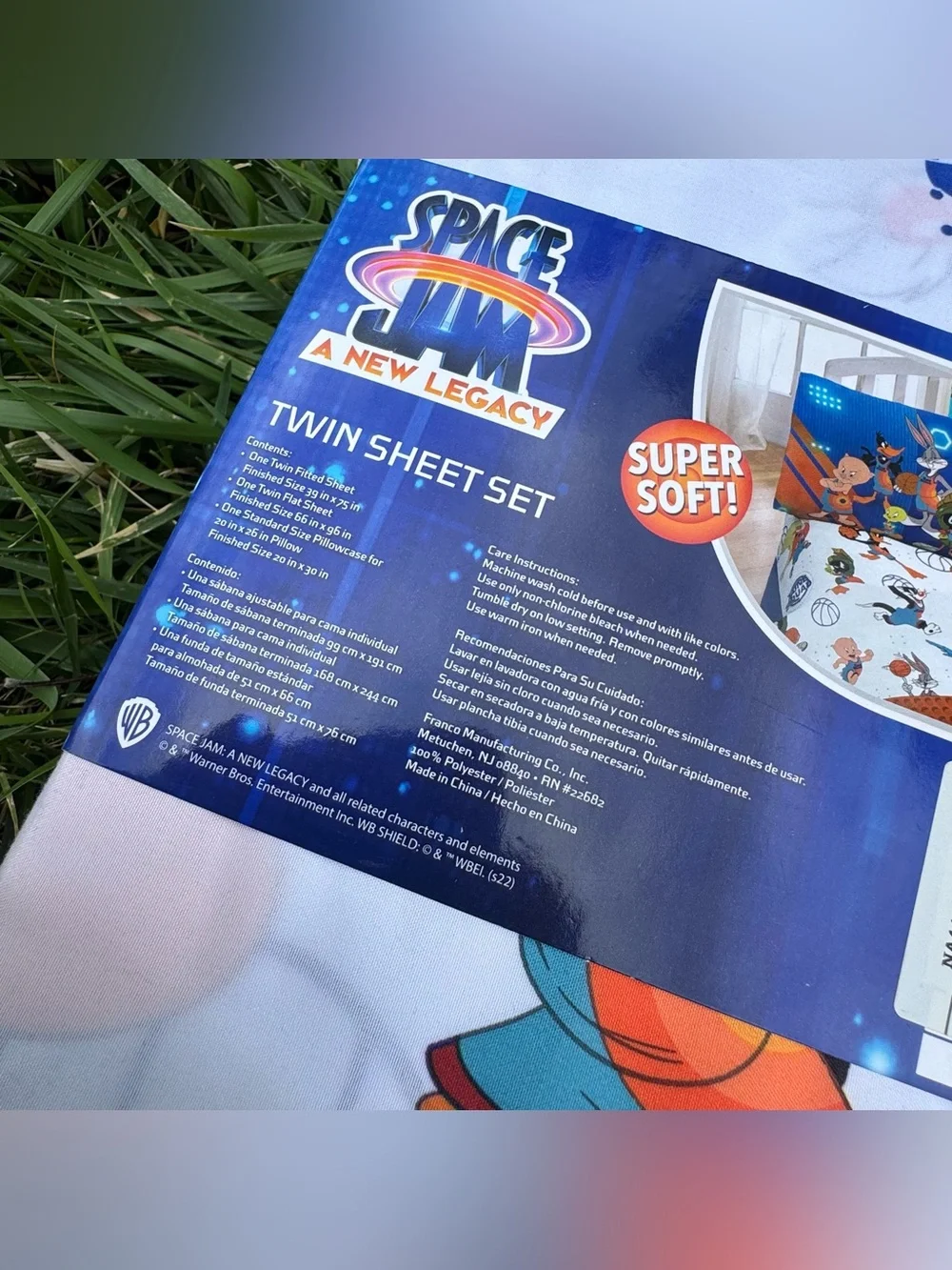 Looney Tunes Space Jam Bugs Bunny Basketball Twin Sheet Set Soft Bedding New